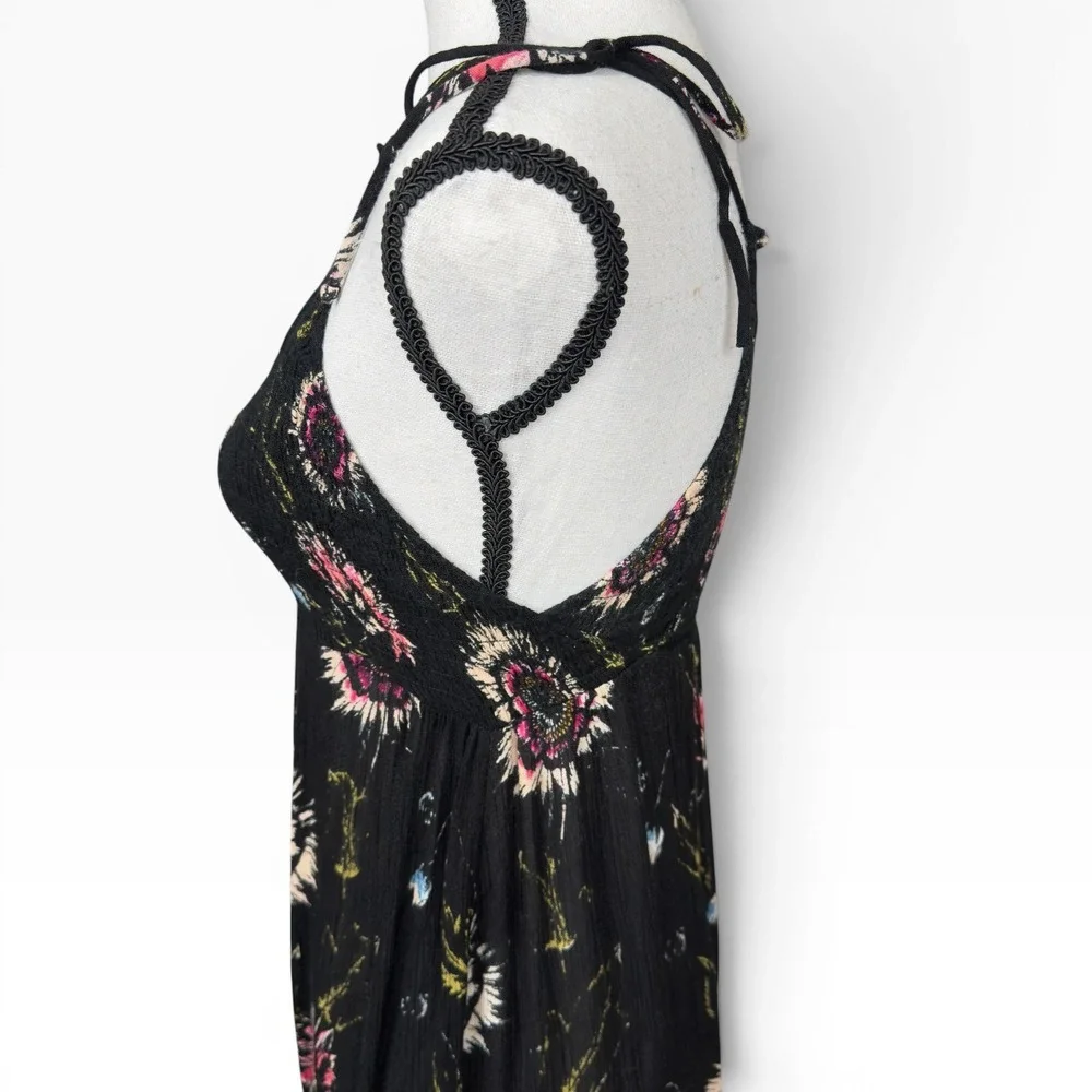Intimately Free People Garden Party Maxi Dress Womens‎ XS Black Floral Smocked